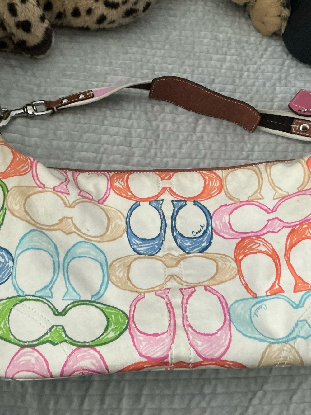 Coach scribble signature shoulder bag multicolor canvas Y2K purse